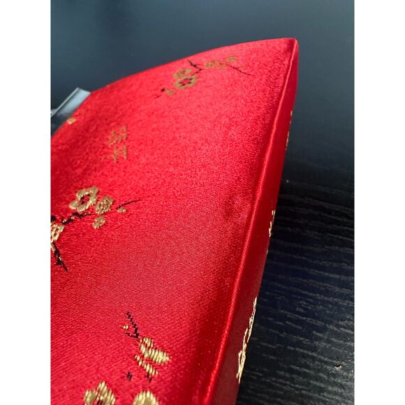 NWD Vintage-Inspired Asian Red Floral Embroidered Mini Handbag Evening Purse - Picture 6 of 10